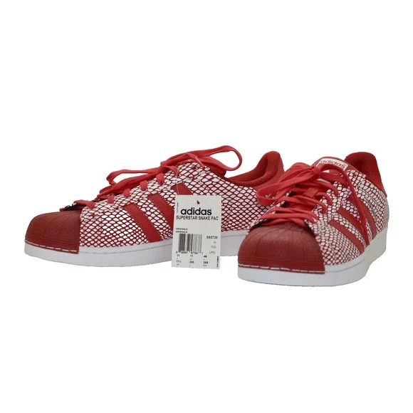 B2 NIB ADIDAS SUPERSTAR SNAKE PACK Originals Red/White Shoes S82730 Size 11.5 - Picture 2 of 6